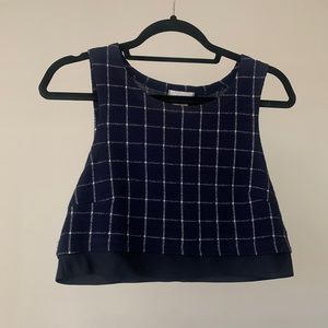 Urban Outfitters Navy Plaid Crop Top, Size Small